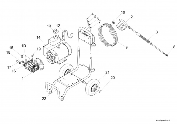 Diagram showing numbered replacement parts for pressure washer model 3000XAR