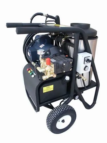 Cam Spray 1000STNEF Stationary Natural Gas Fired Electric Hot Water  Pressure Washer with 50' Hose - 1000 PSI; 3.0 GPM