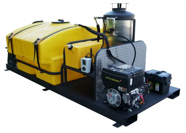 Hot Water DIESEL Skid Pressure Washer 4GPM 3200PSI Tank by Water Cannon